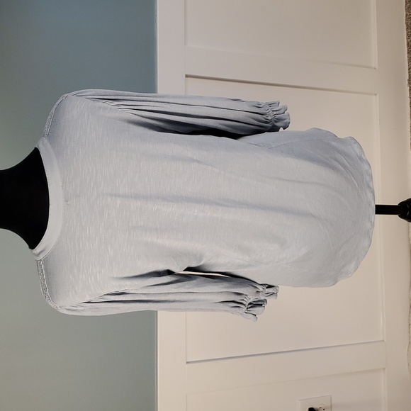 Democracy Embroidered Rayon Button Front Top S Smokey Blue - Picture 5 of 12